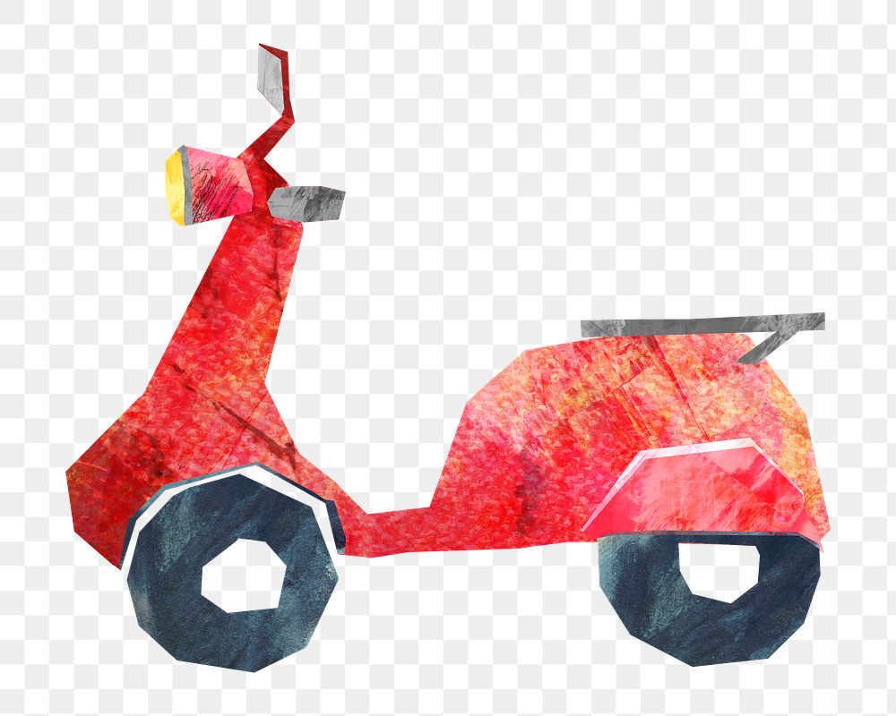 Motorcycle scooter png, paper craft element, transparent background