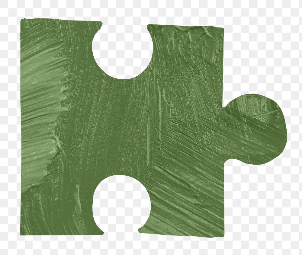 PNG Green puzzle piece, paper craft element, transparent background