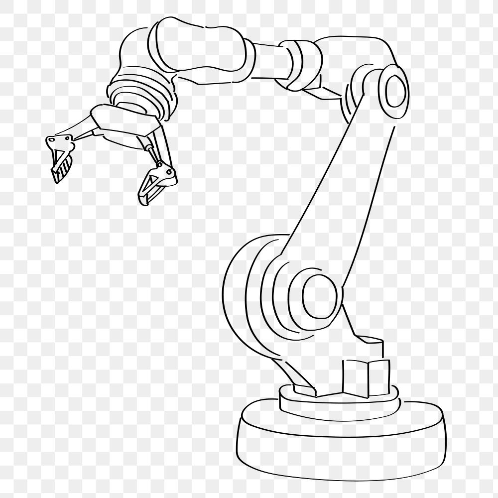 Robotic arm png line art, transparent background