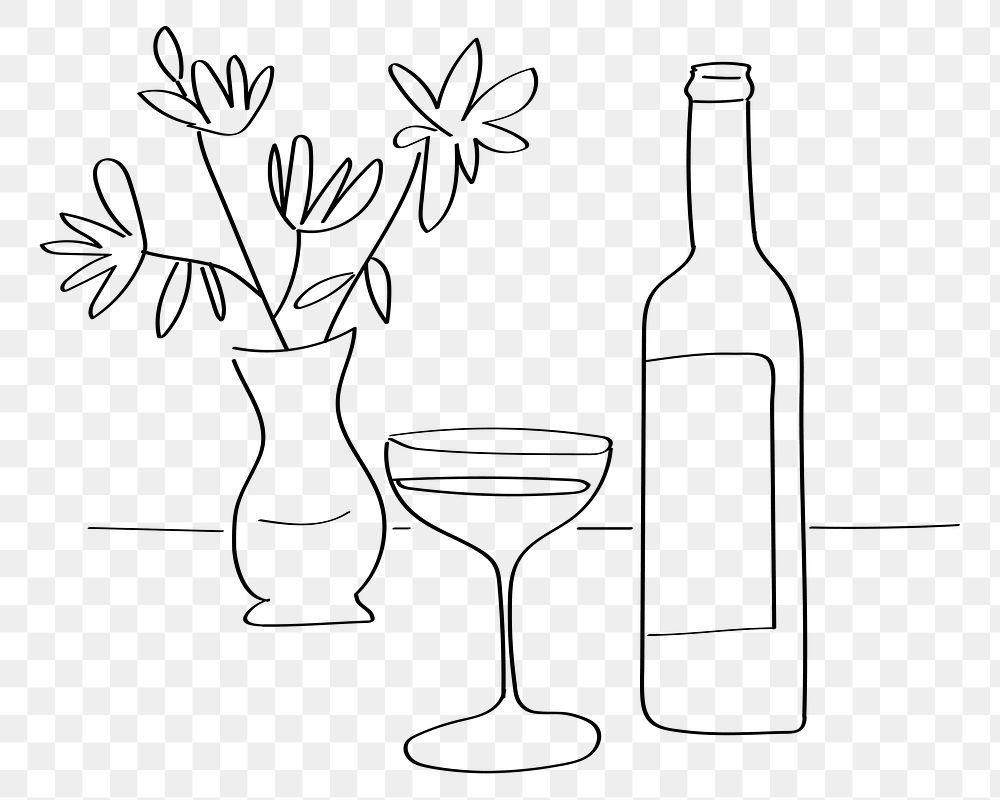 Alcoholic drink png line art, transparent background