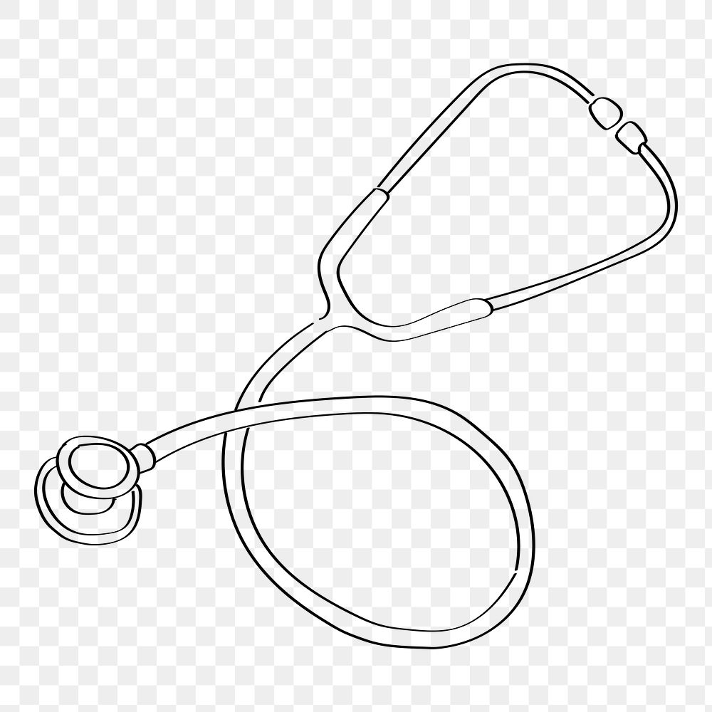 Stethoscope png line art, transparent background