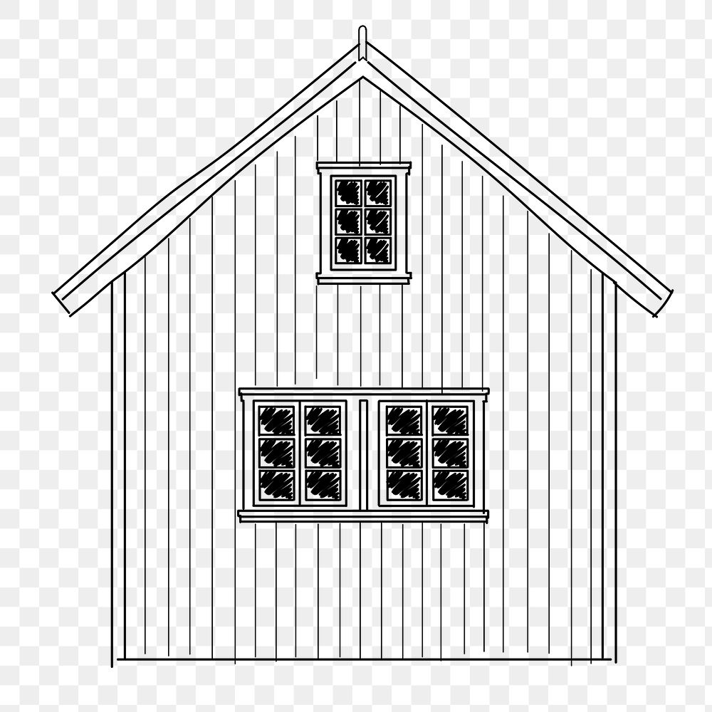 House png line art, transparent background