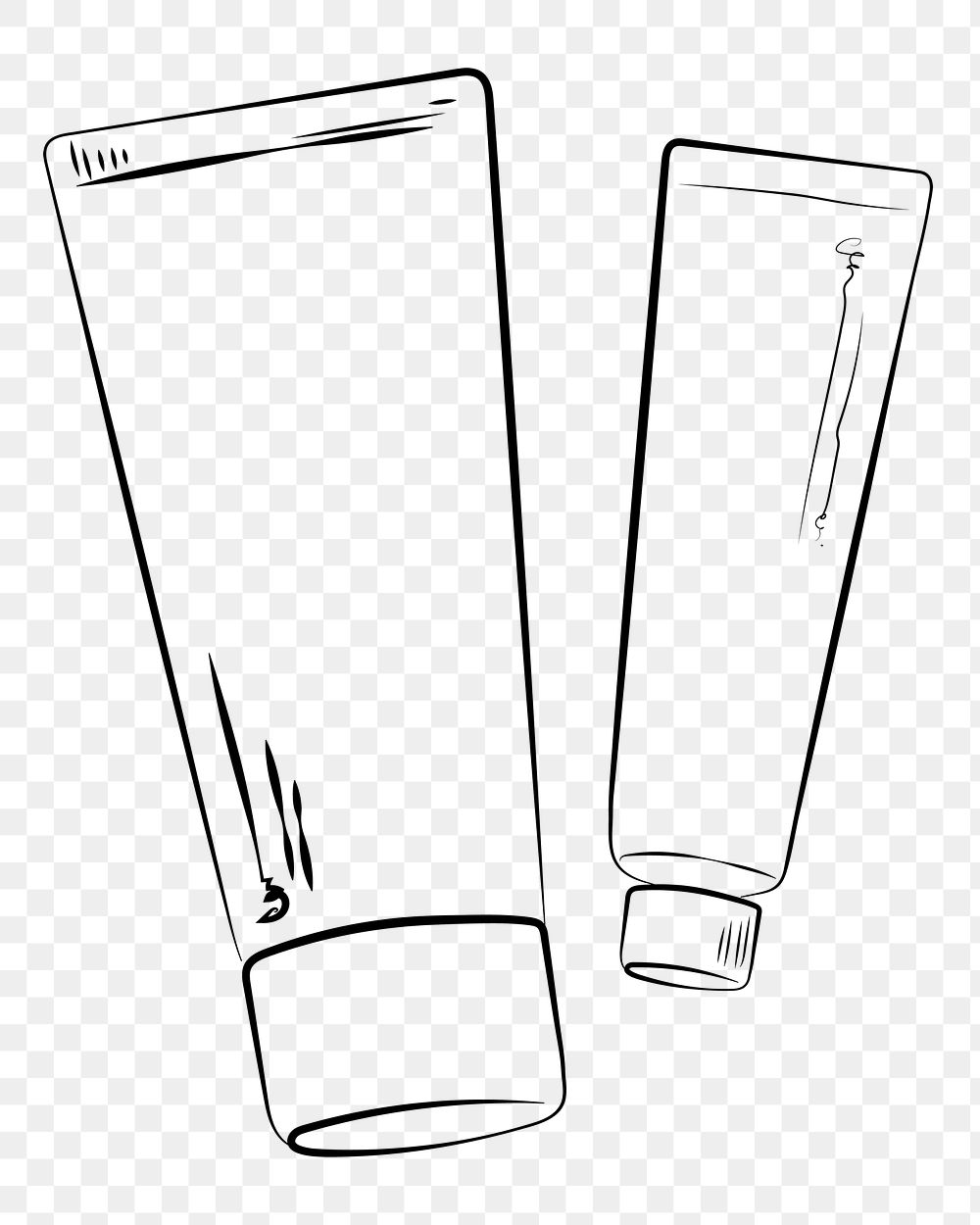 Cosmetic tubes png line art, transparent background