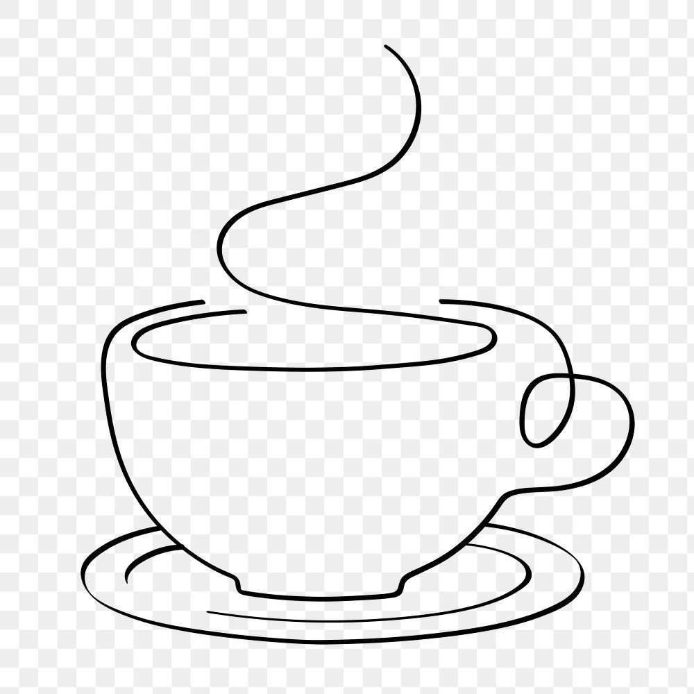 Coffee cup png line art, transparent background