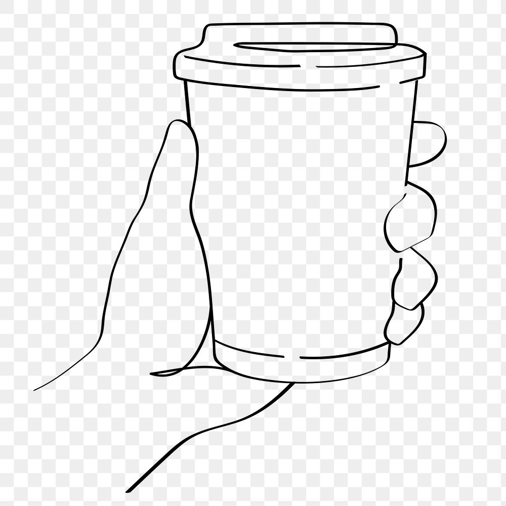To-go cup png line art, transparent background