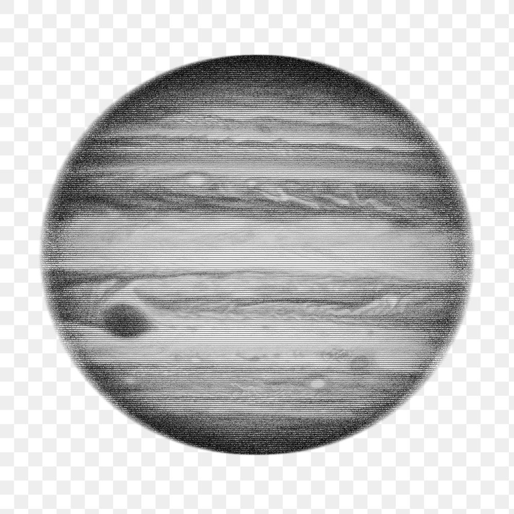 PNG Jupiter planet, grayscale galaxy illustration, transparent background