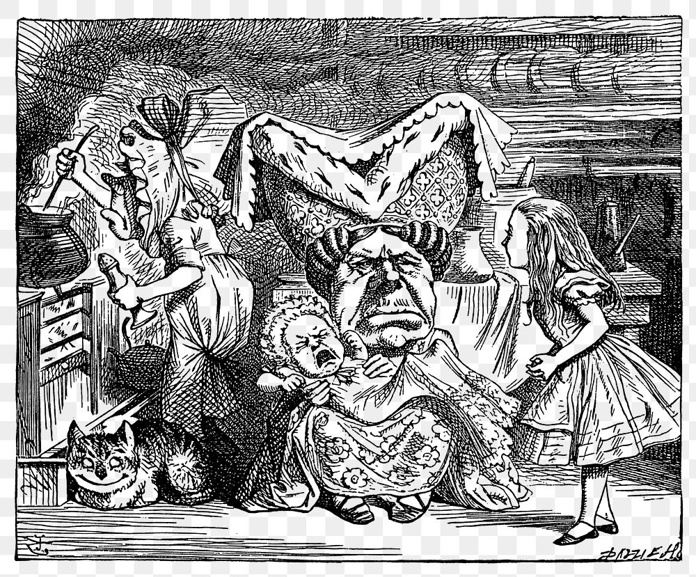 Png Alice's Adventures in Wonderland (1865) by John Tenniel collage element, transparent background