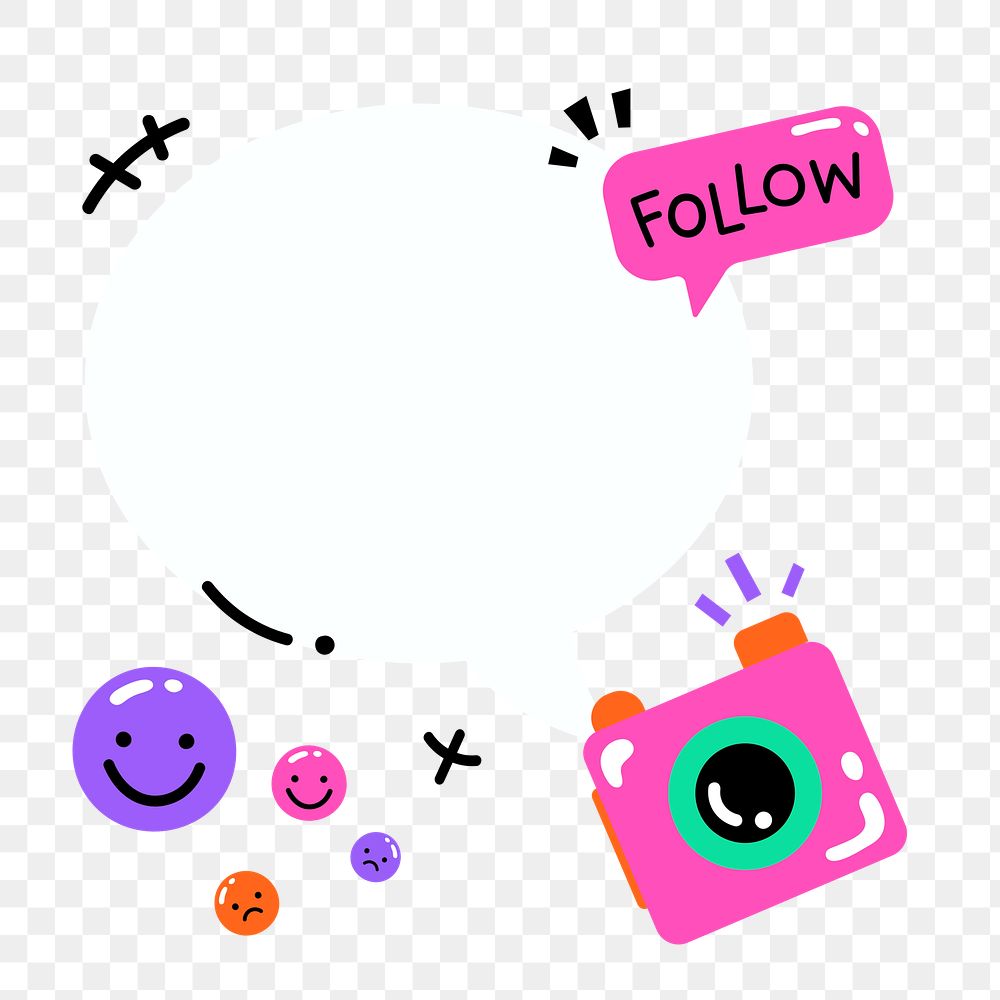 Speech bubble png, cute social media doodle, transparent background
