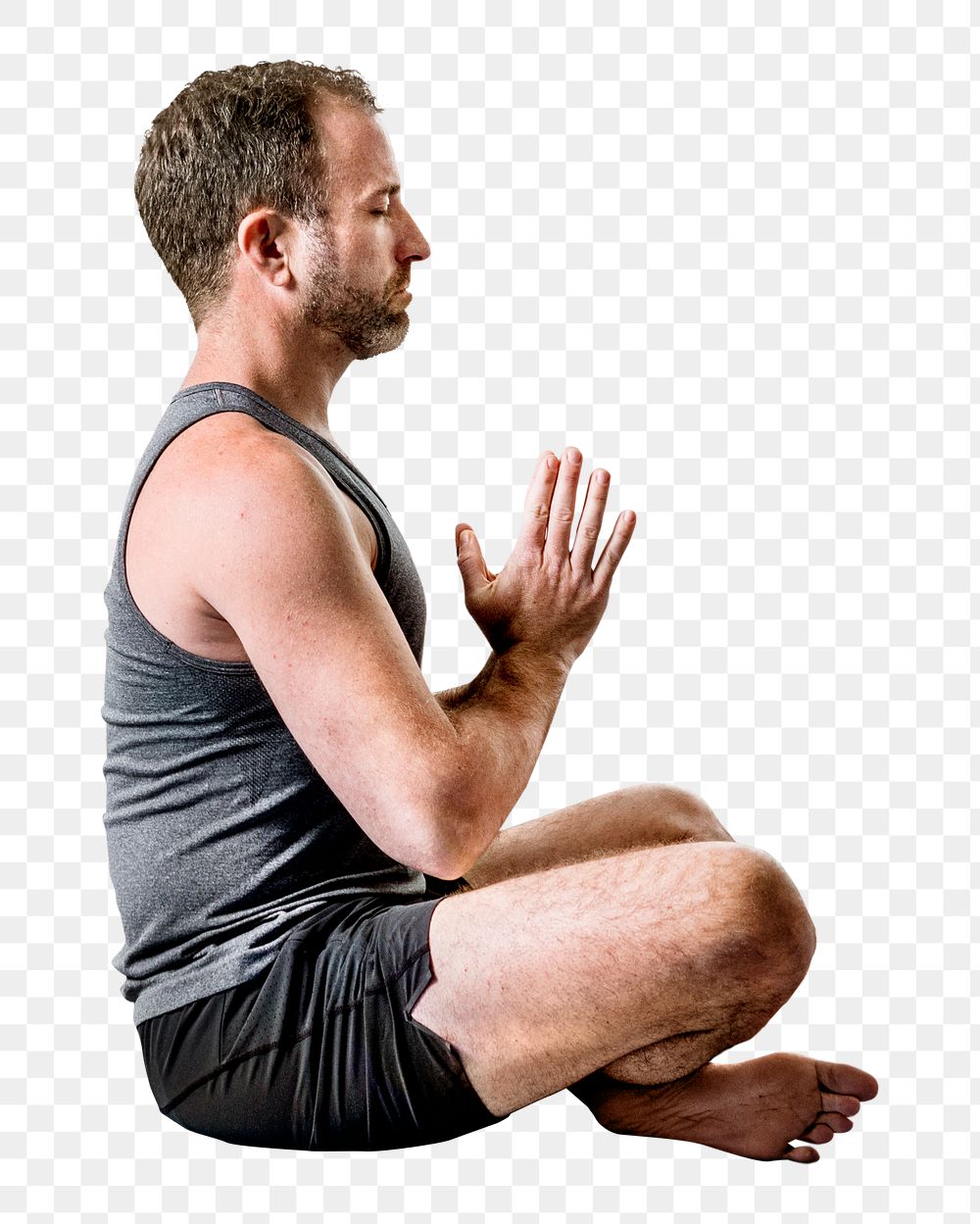 Meditating man png, transparent background