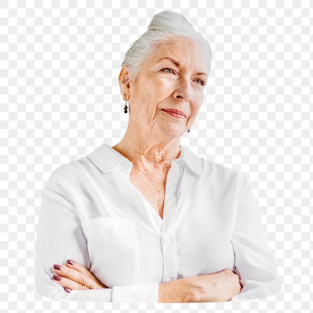 Senior businesswoman png, transparent background
