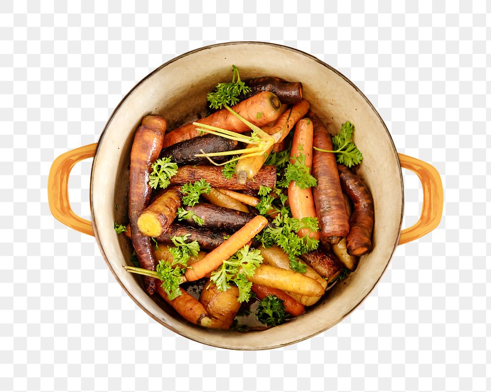 Steamed carrots png, healthy food, transparent background