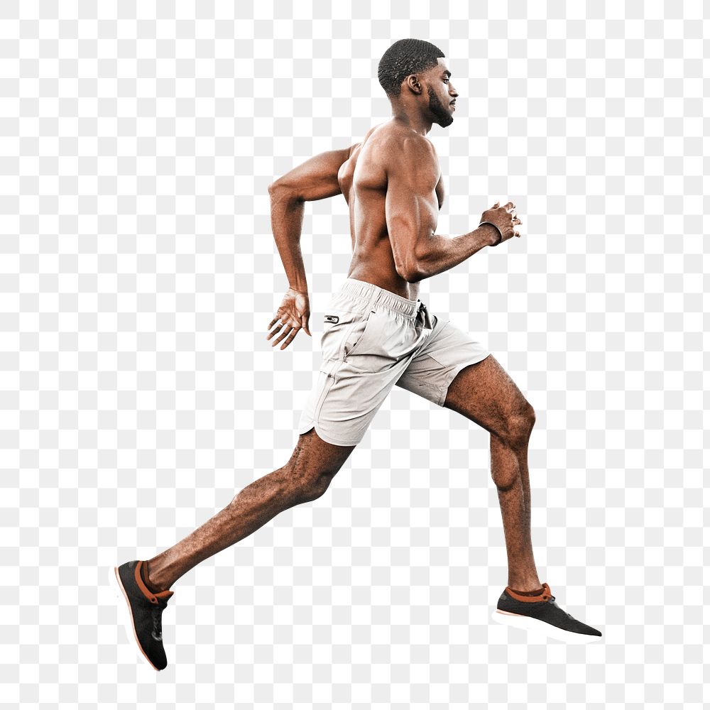 Fit man running  png, transparent background