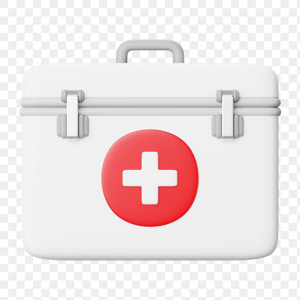 PNG 3D first aid kit, element illustration, transparent background