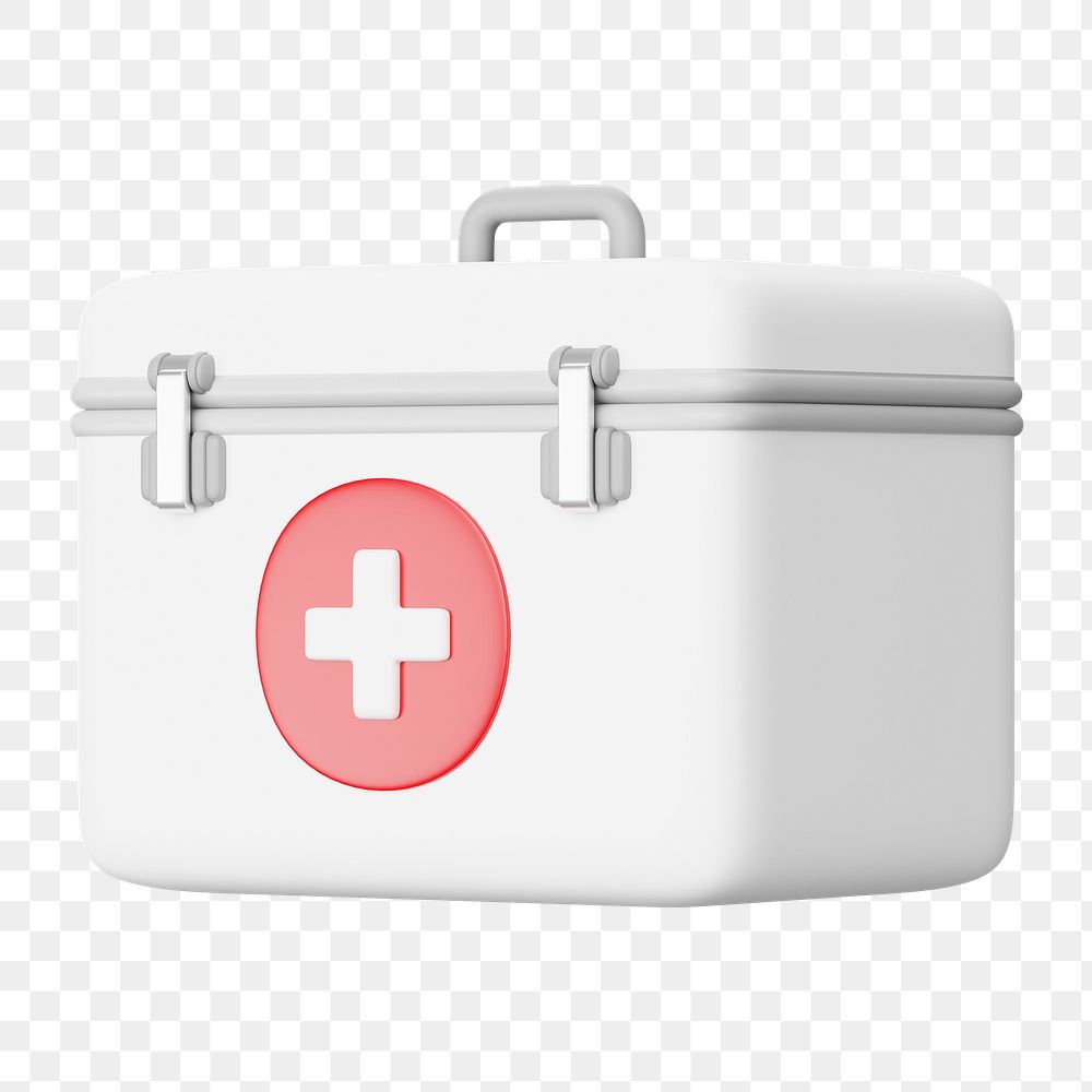PNG 3D first aid kit, element illustration, transparent background