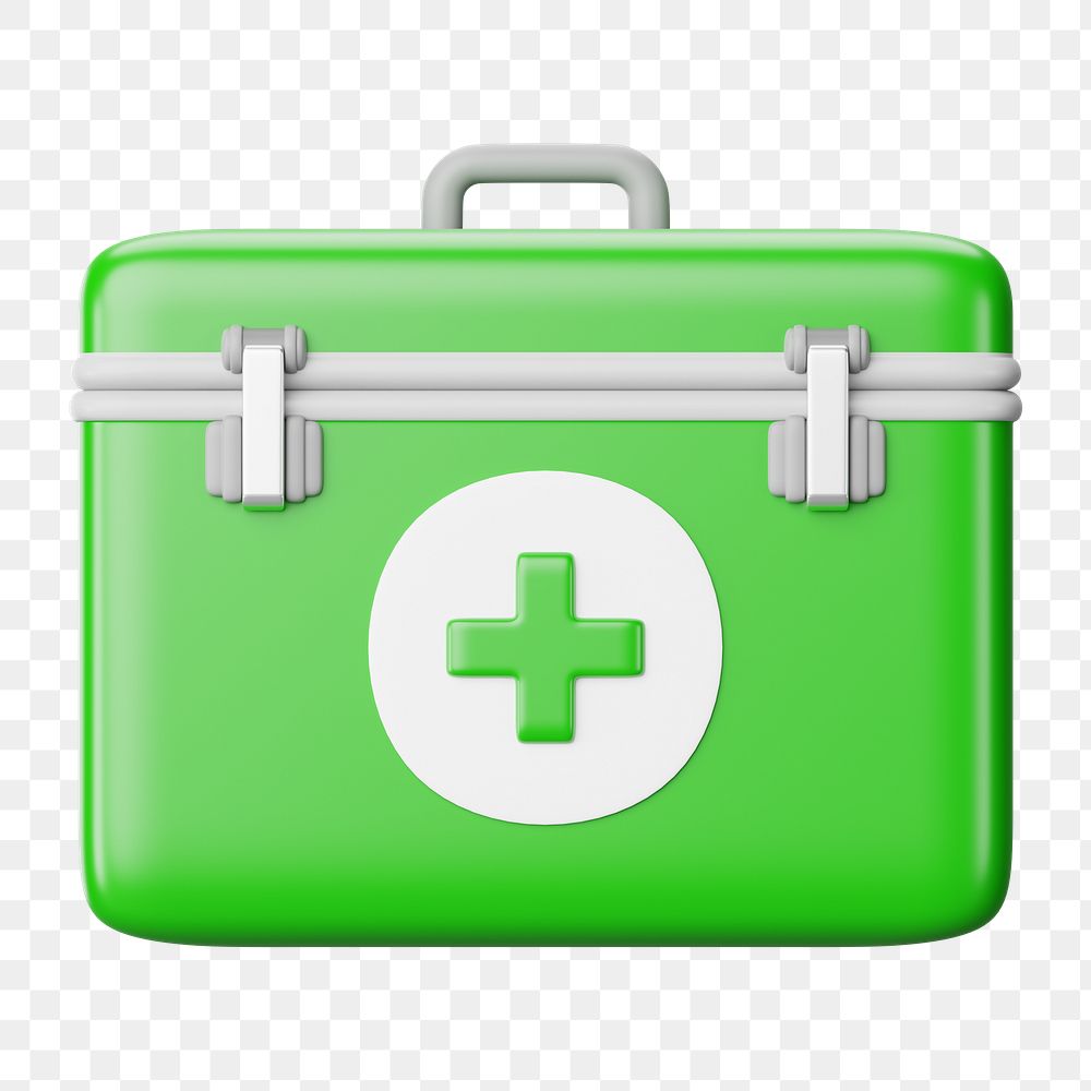 PNG 3D first aid box, element illustration, transparent background