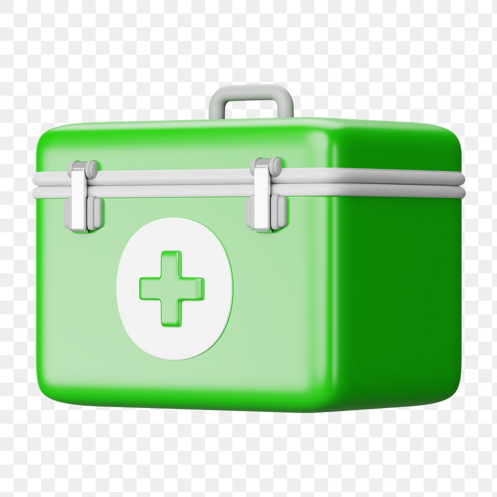 PNG 3D first aid box, element illustration, transparent background