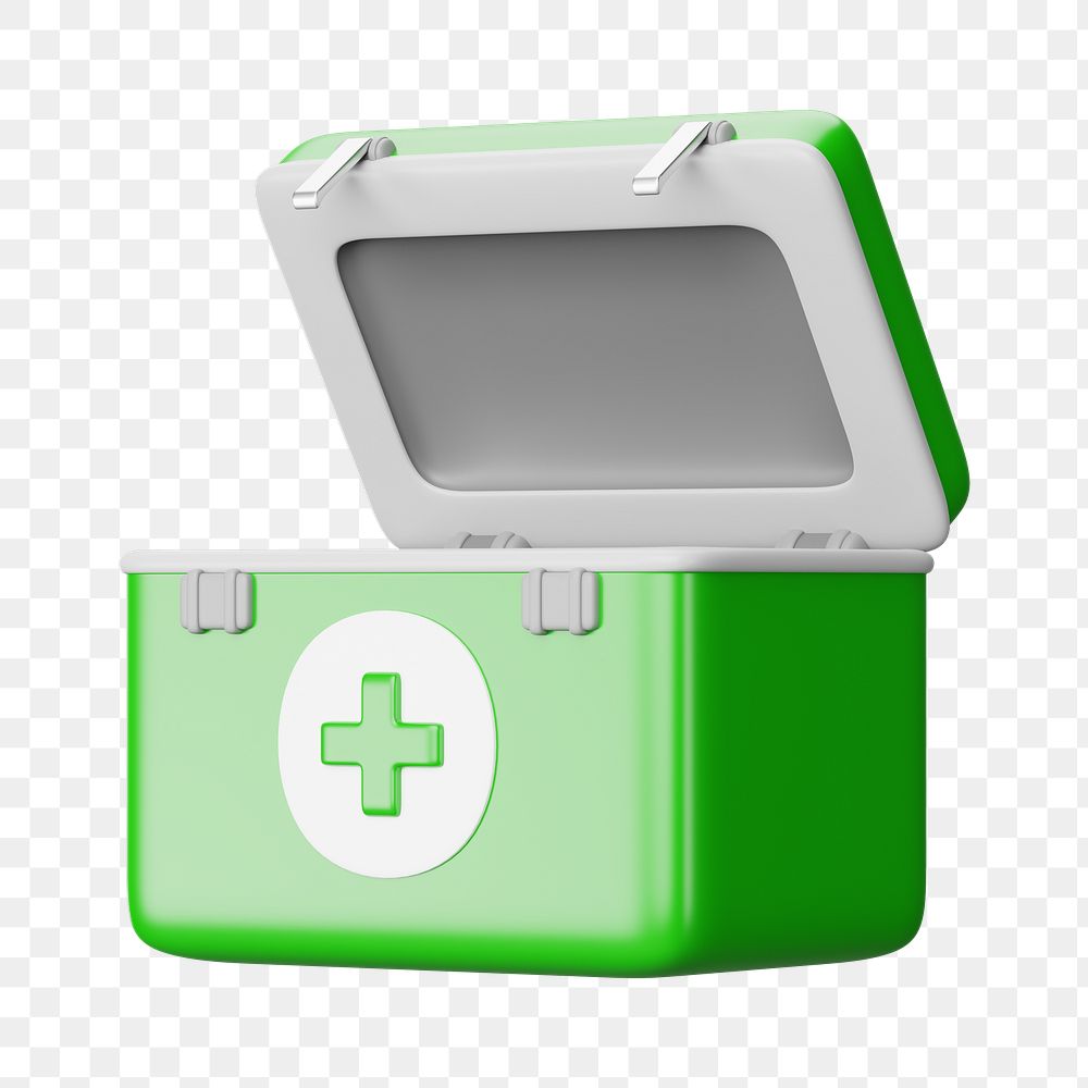 PNG 3D first aid box, element illustration, transparent background