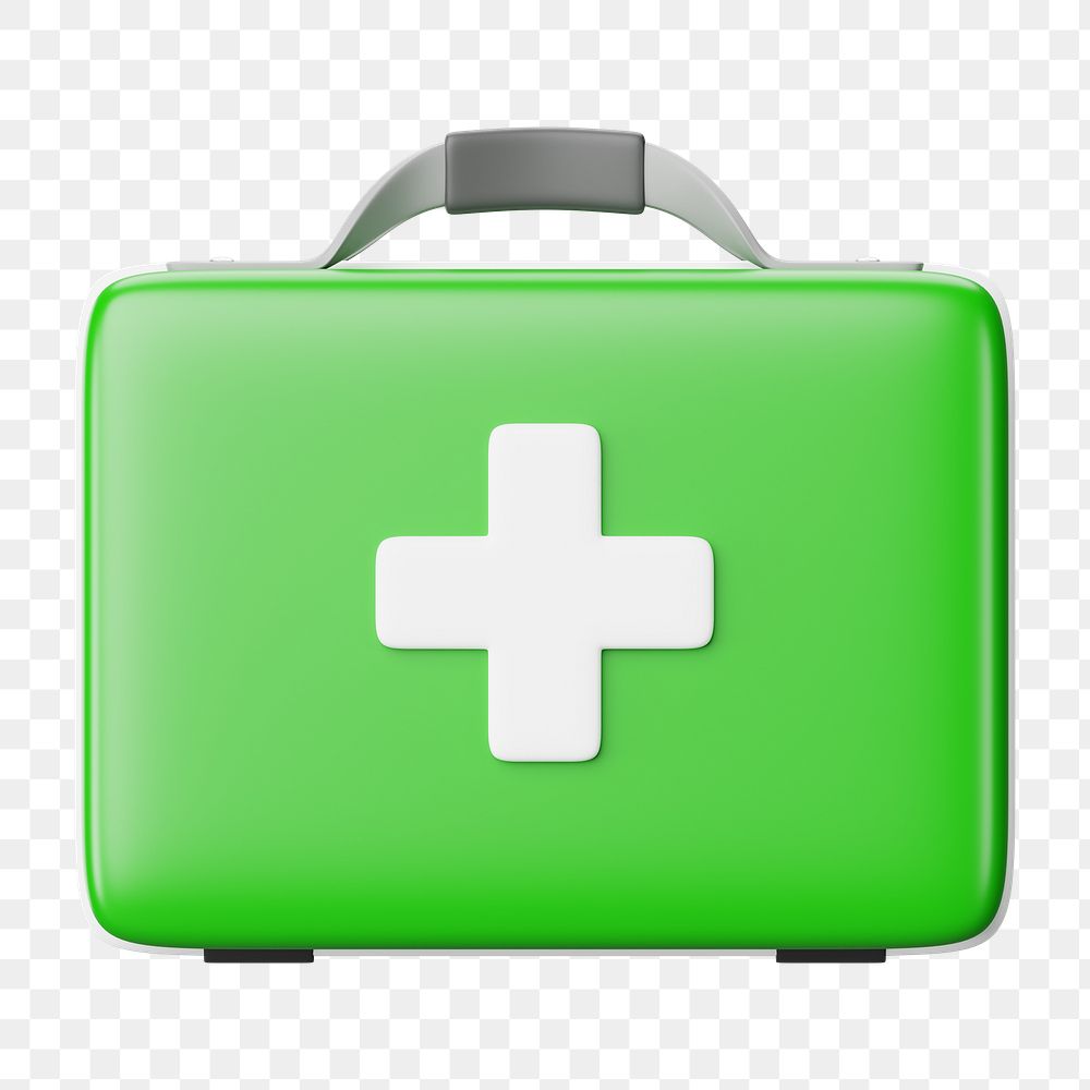 PNG 3D medical briefcase, element illustration, transparent background