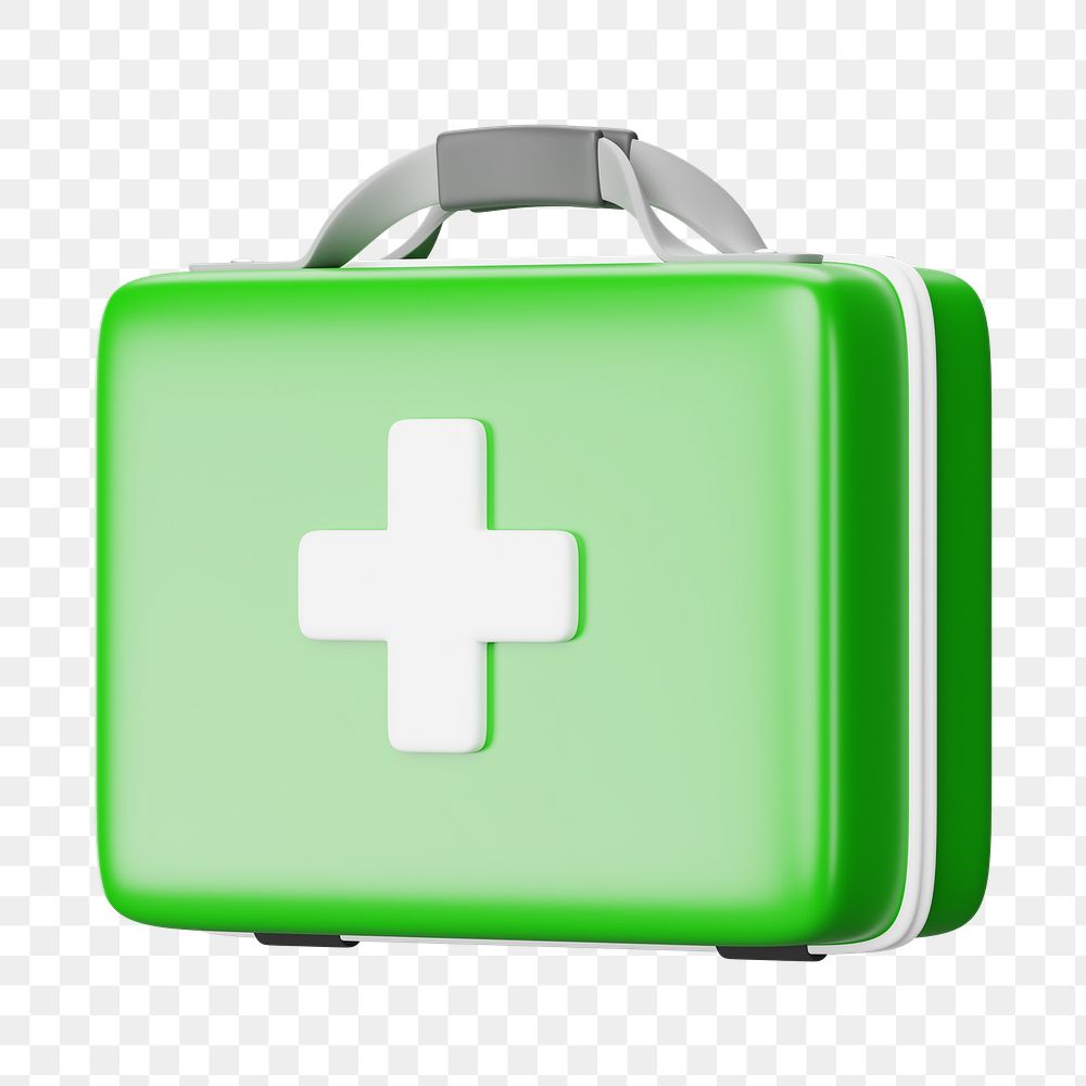 PNG 3D medical briefcase, element illustration, transparent background