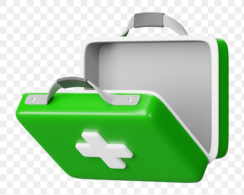 PNG 3D medical briefcase, element illustration, transparent background