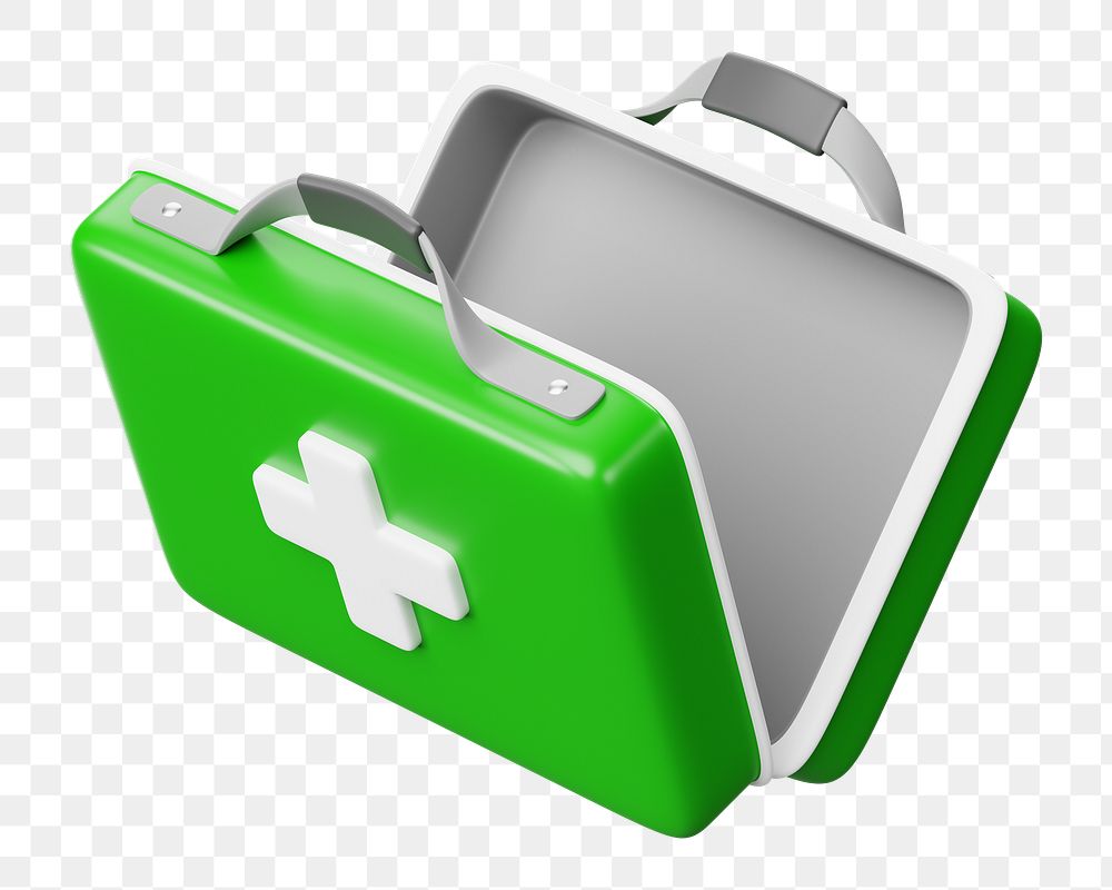 PNG 3D medical briefcase, element illustration, transparent background