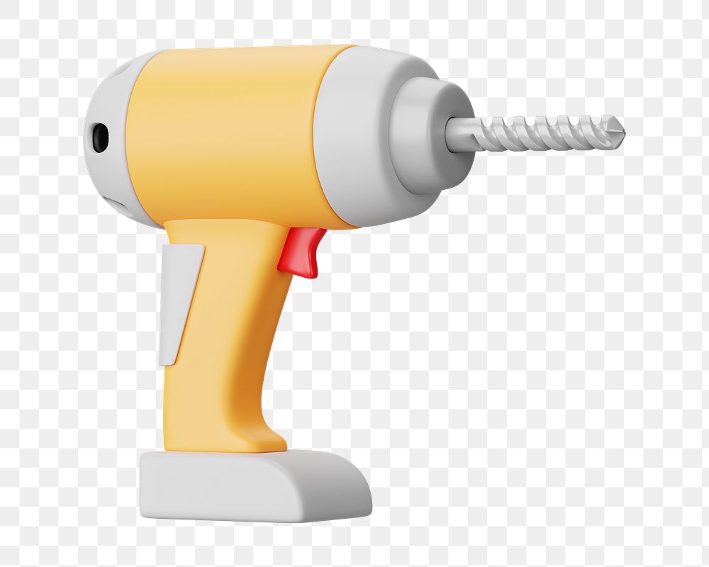 PNG 3D power drill, element illustration, transparent background