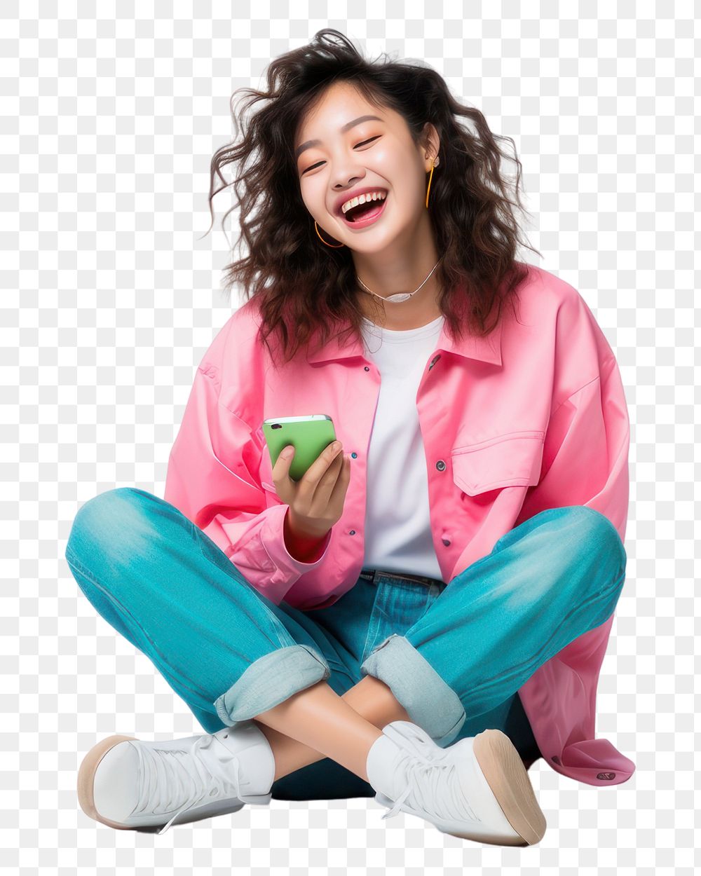 Laughing portrait sitting smile. AI generated Image by rawpixel.