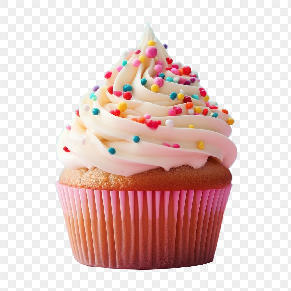 Cupcake dessert icing cream.  PNG with transparent background.