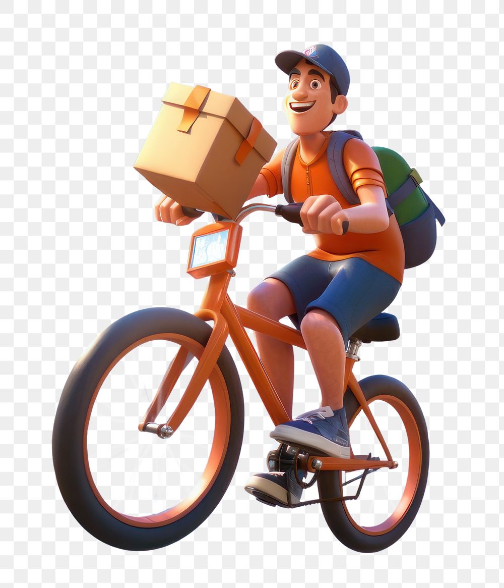 Cardboard vehicle bicycle cycling.  PNG with transparent background.