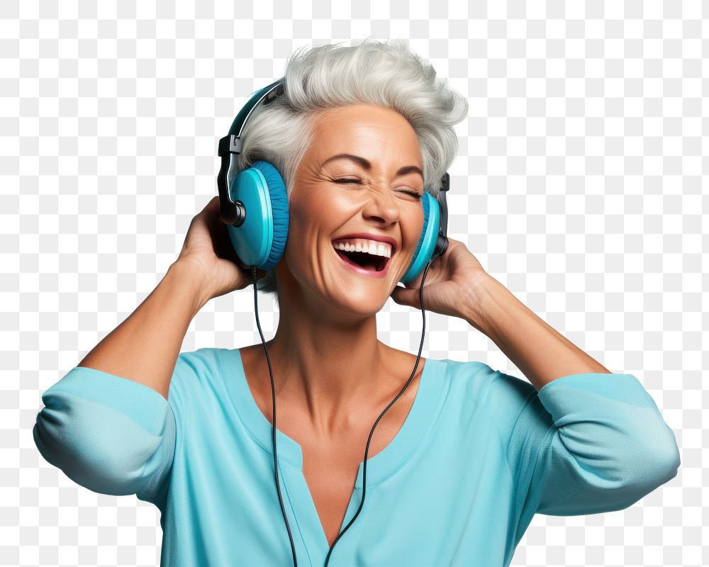 Headphones laughing headset smile. AI generated Image by rawpixel.