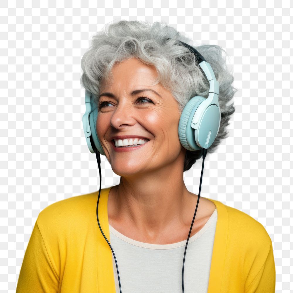 Headphones portrait headset adult.  PNG with transparent background.