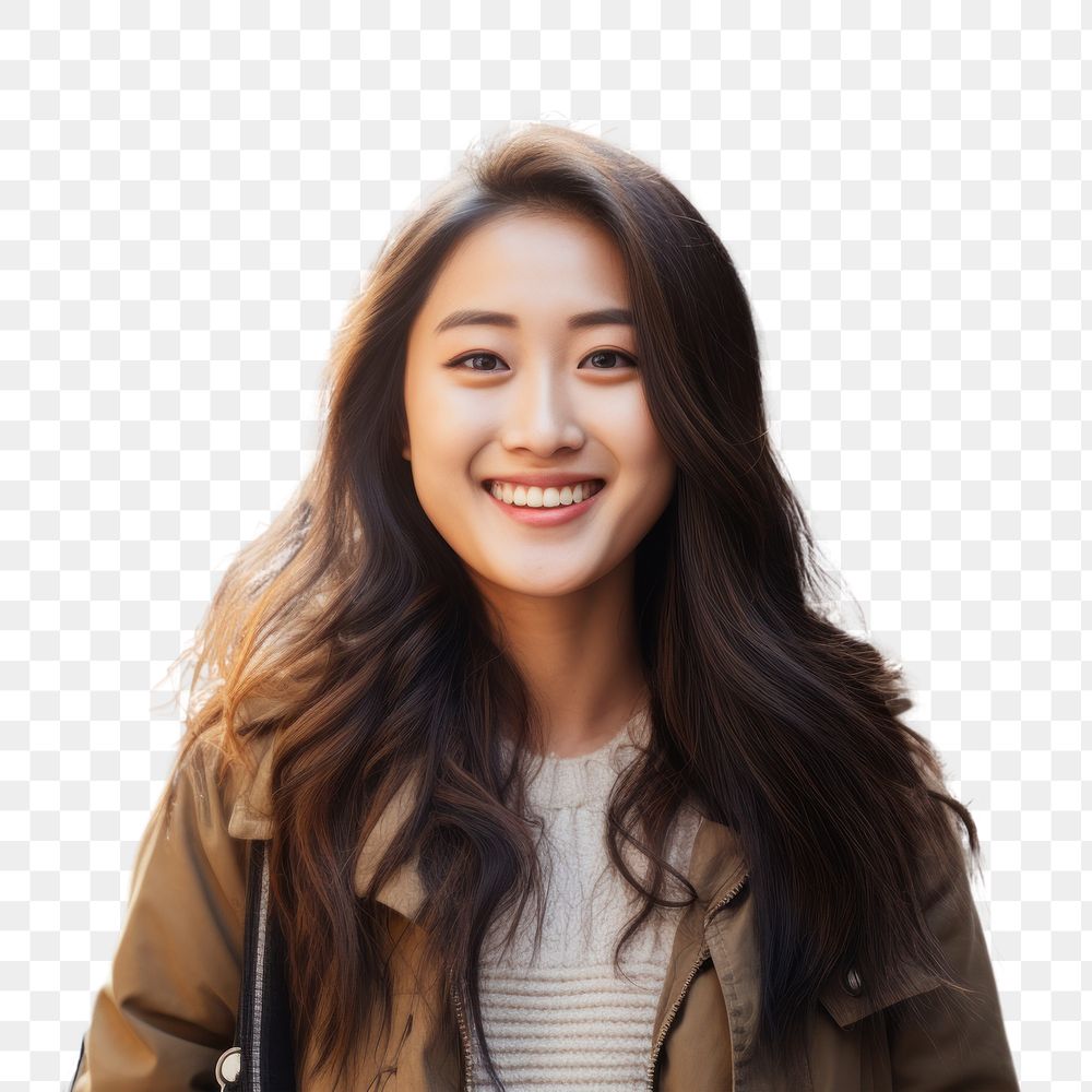 Portrait adult smile individuality.  PNG with transparent background.