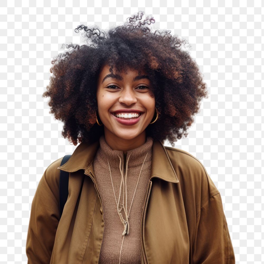 Portrait jacket adult smile.  PNG with transparent background.