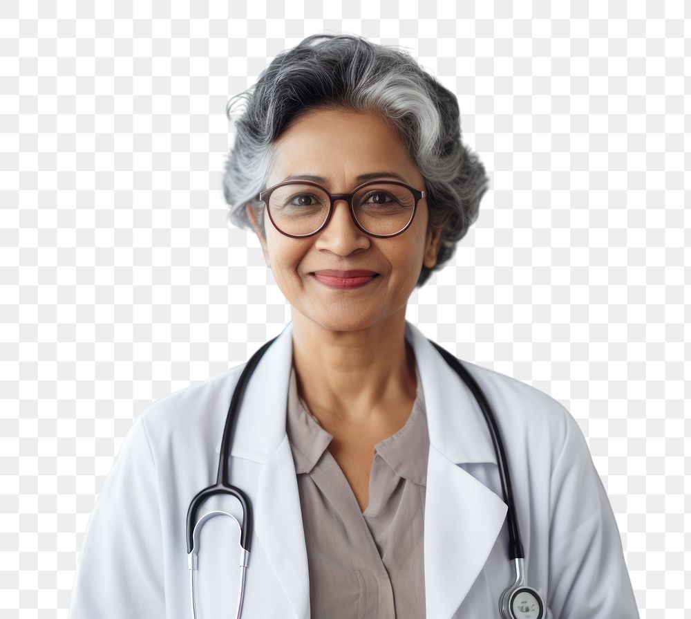 Portrait glasses doctor adult.  PNG with transparent background.