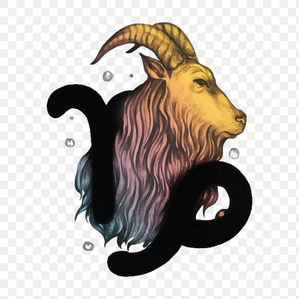 Capricorn goat png zodiac sign, astrology symbol, transparent background