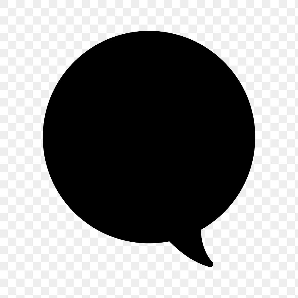 Black speech bubble png shape, transparent background