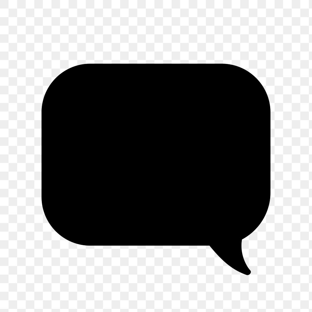 Black speech bubble png shape, transparent background