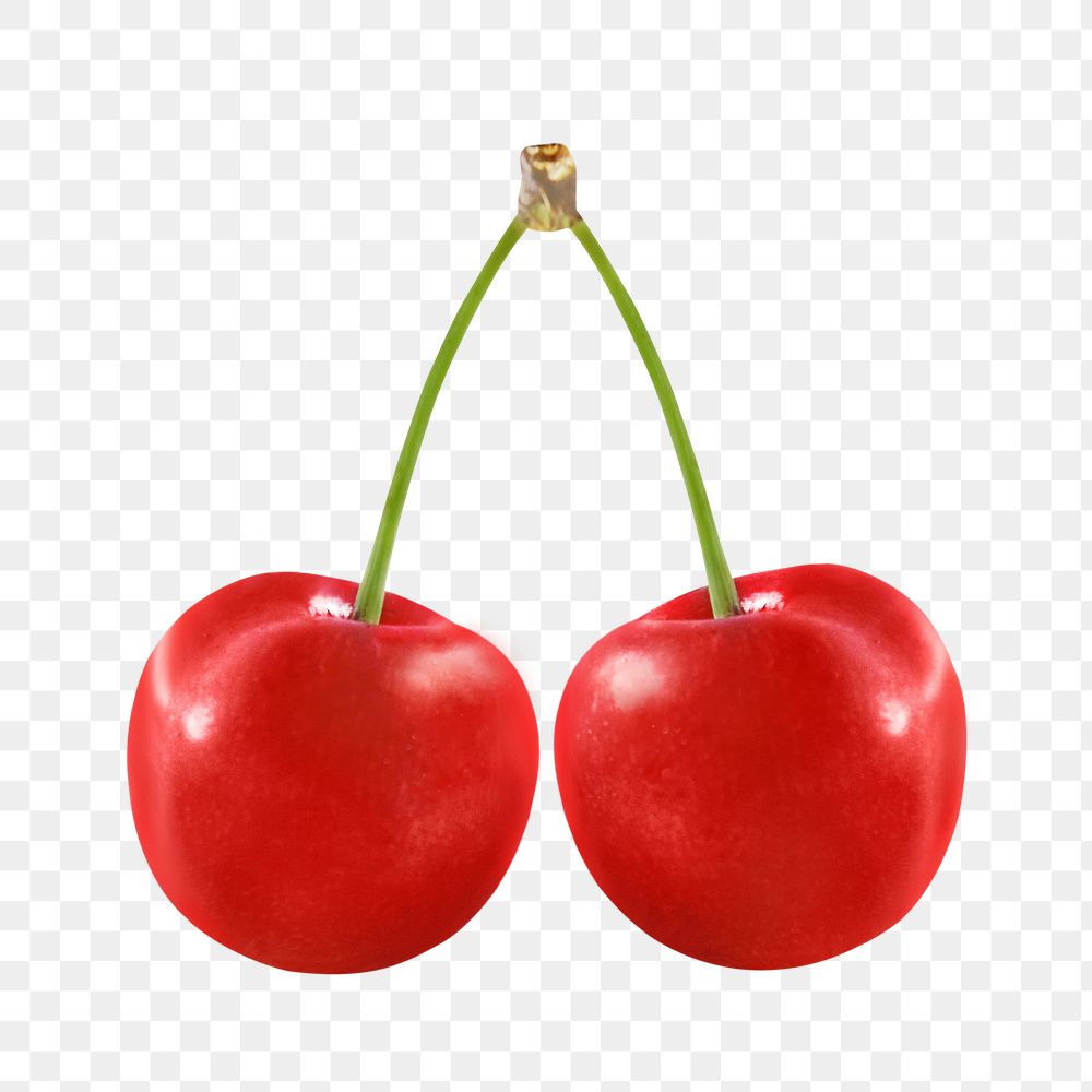 Red cherries png, transparent background