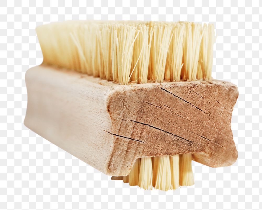 Png wooden cleaning brush, isolated object, transparent background