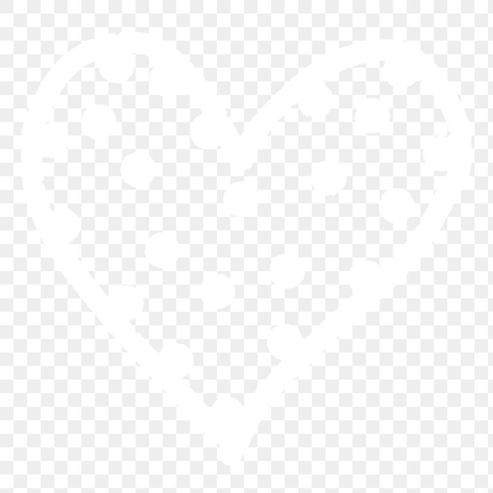 PNG White polka dot heart element, transparent background