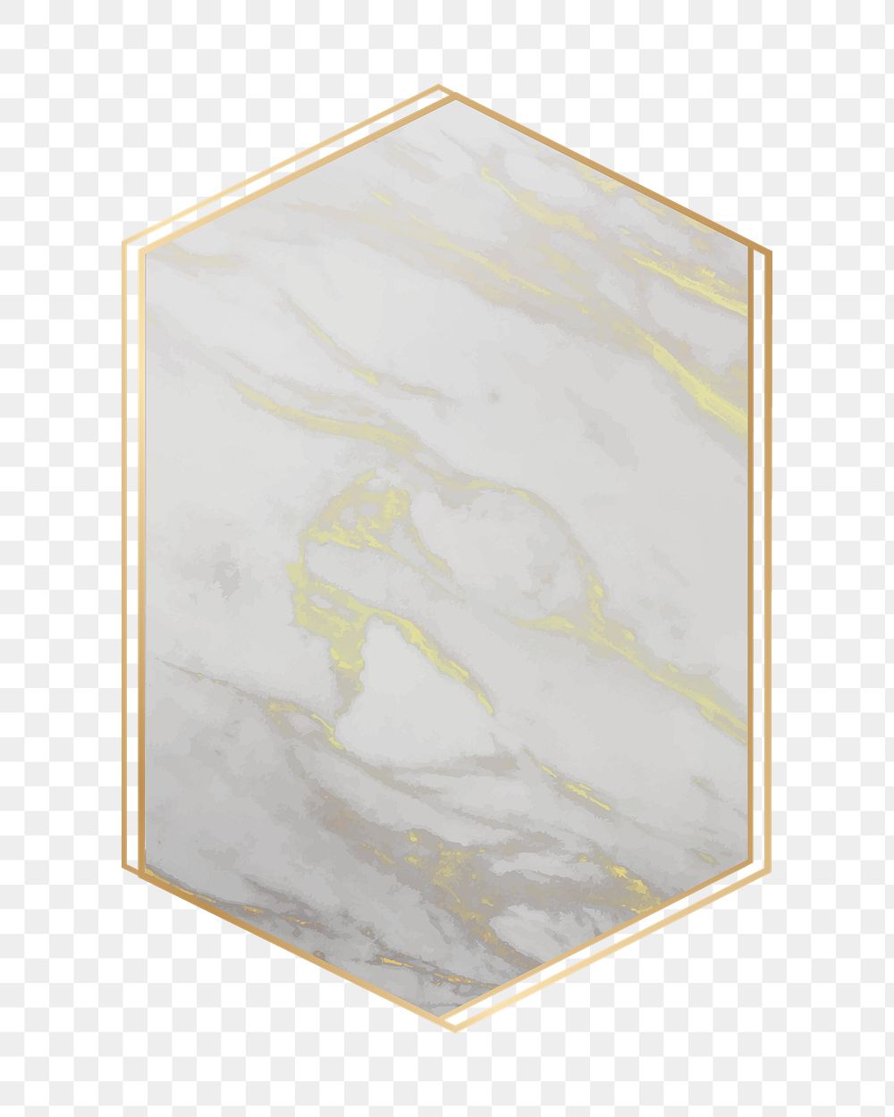 Aesthetic marble png hexagon, geometric shape, transparent background