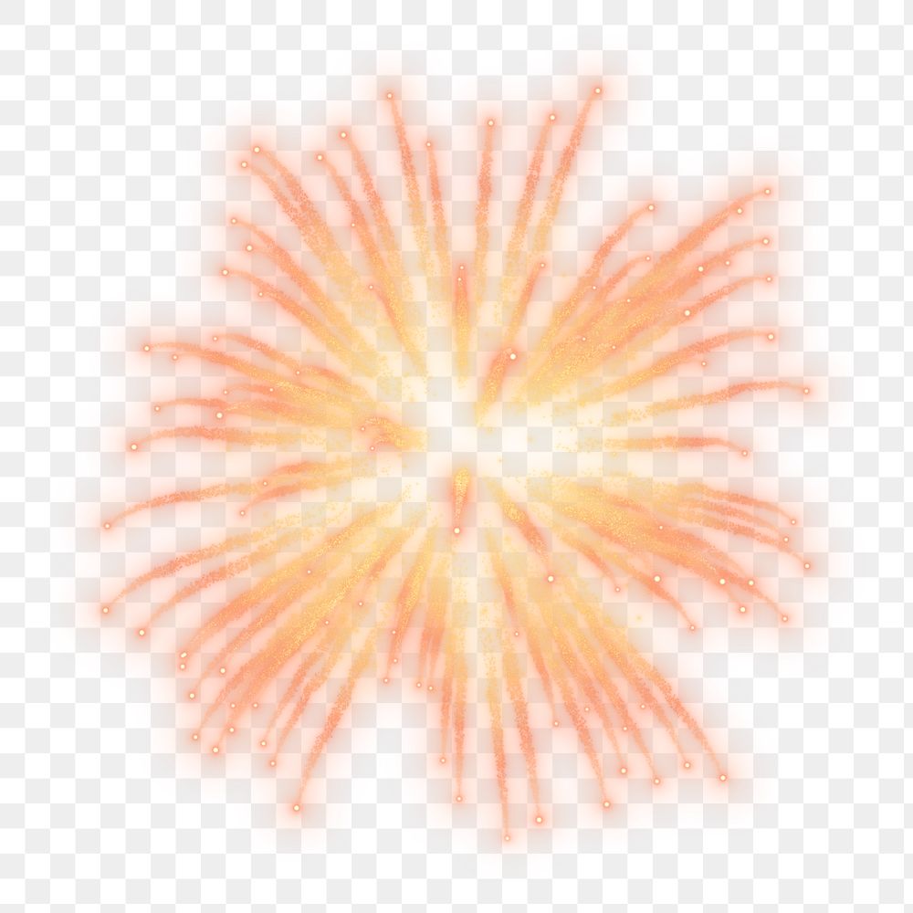 Orange firework png collage element, transparent background