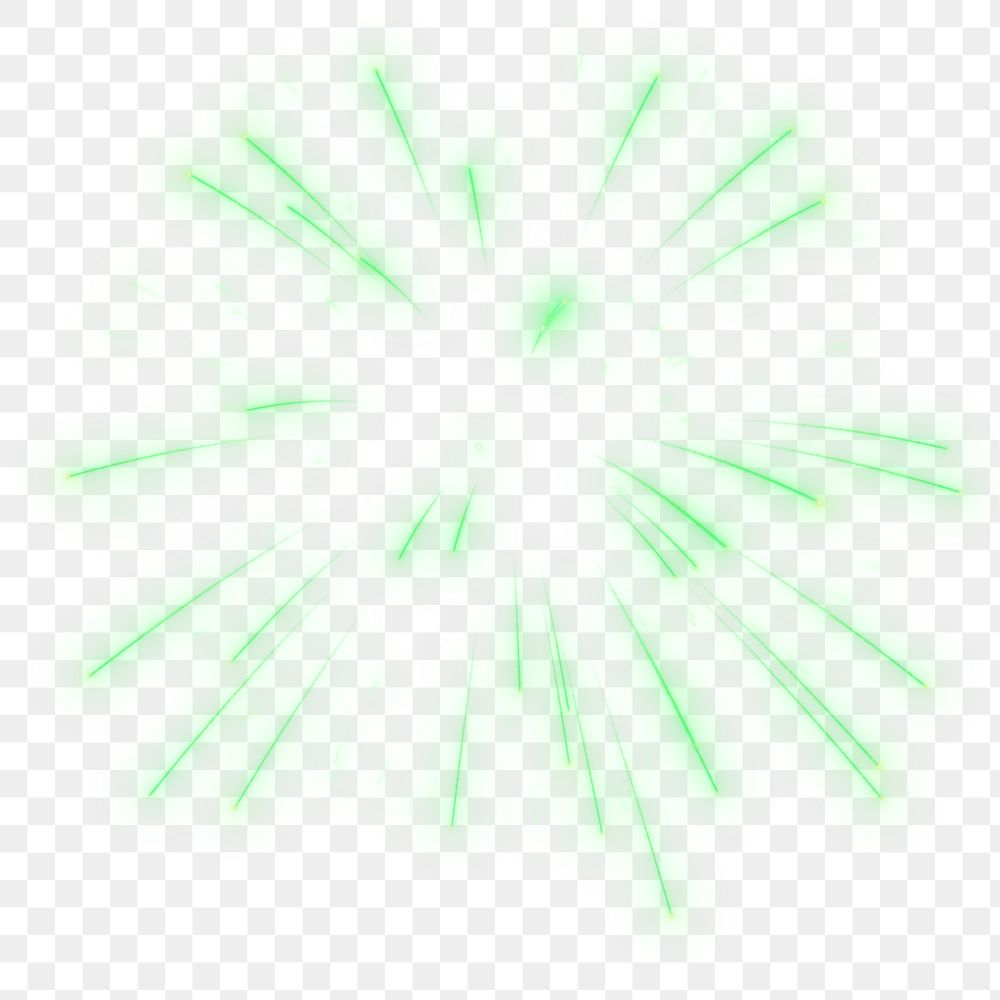 Green firework png collage element, transparent background