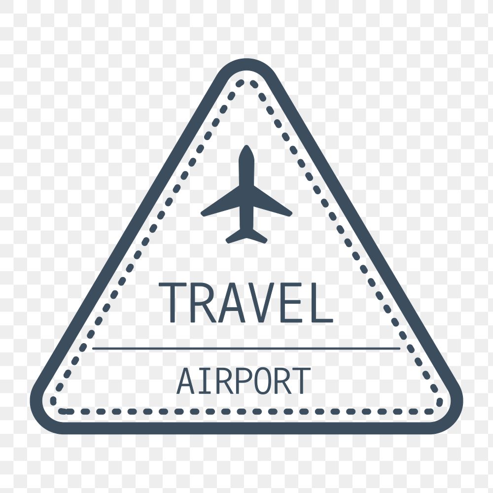 PNG triangle airport travel badge, transparent background