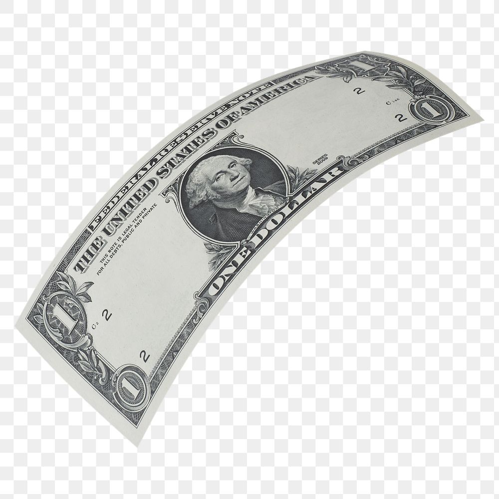 Png 1 USA dollar bank note, transparent background