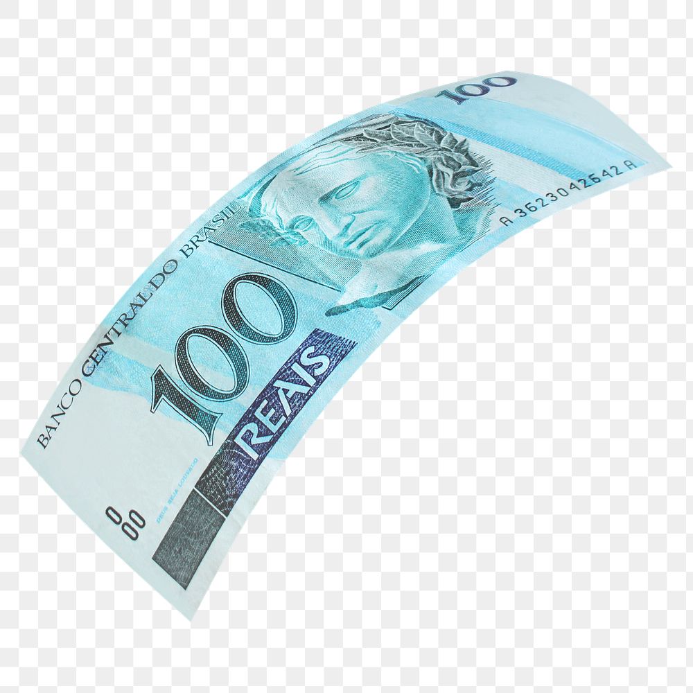 PNG Brazil 100 real bank note, transparent background