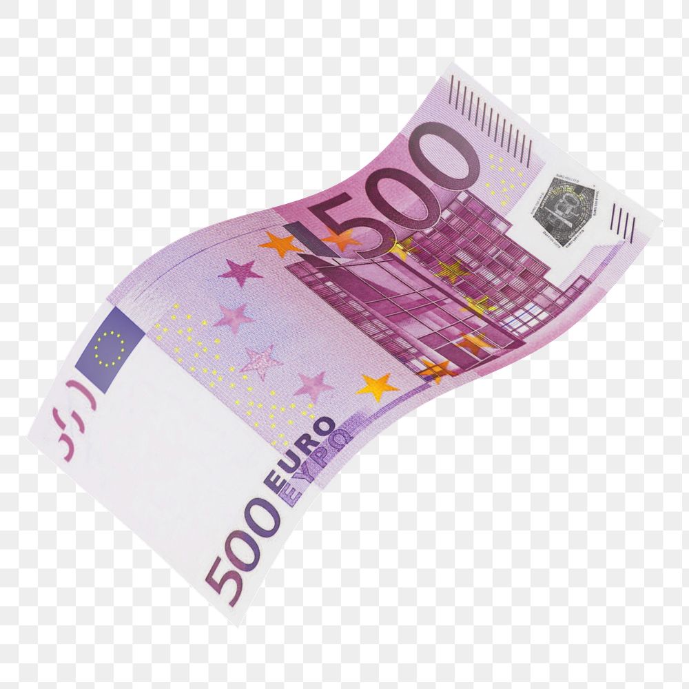 Png 500 Euros bank note, transparent background