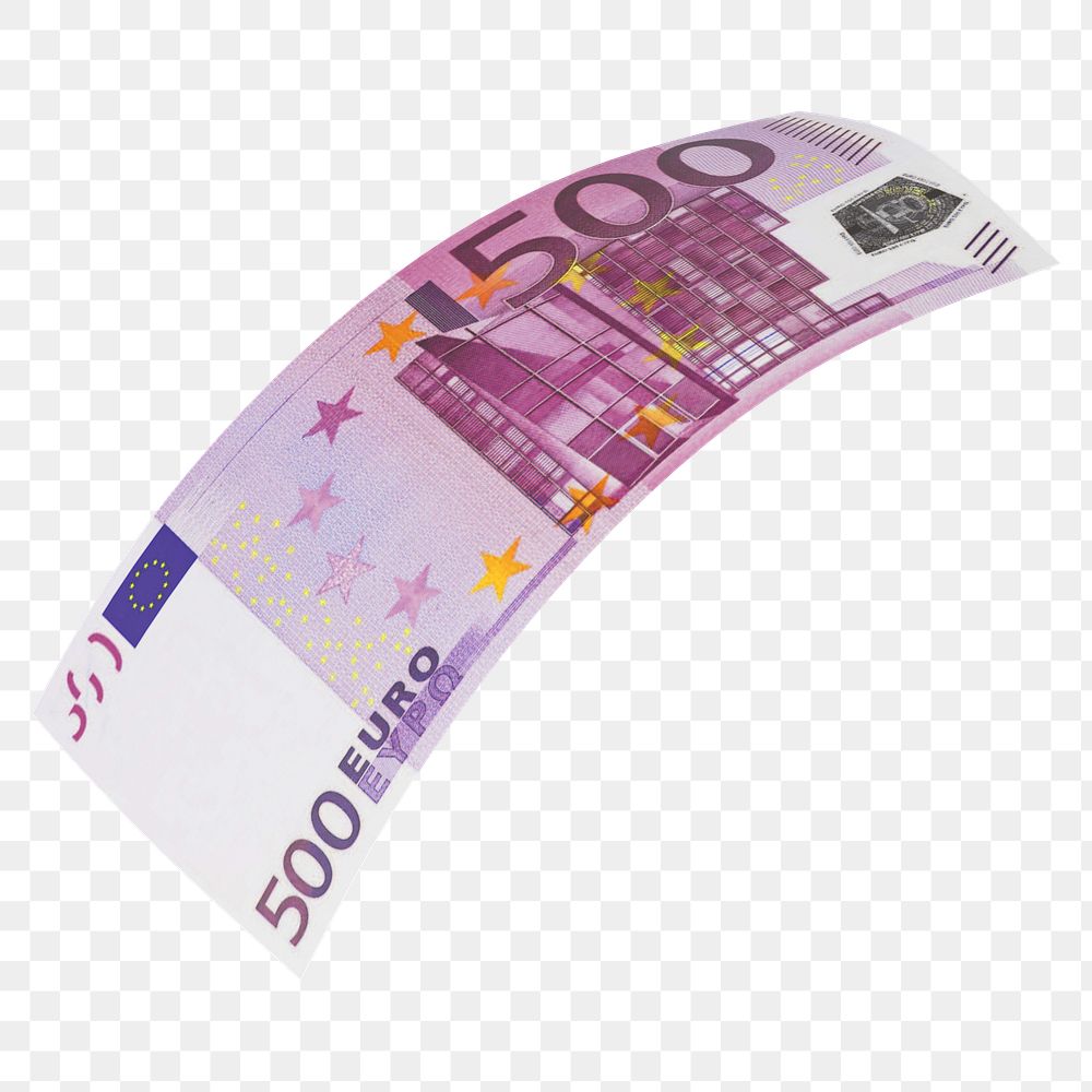 Png 500 Euros bank note, transparent background
