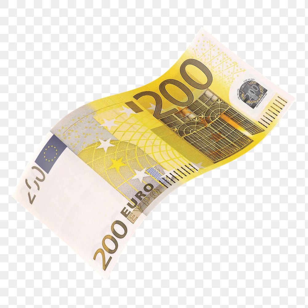 Png 200 Euros bank note, transparent background