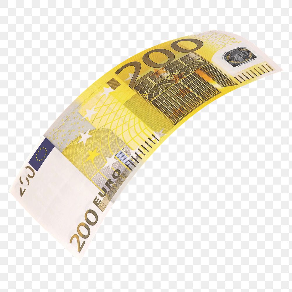 Png 200 Euros bank note, transparent background